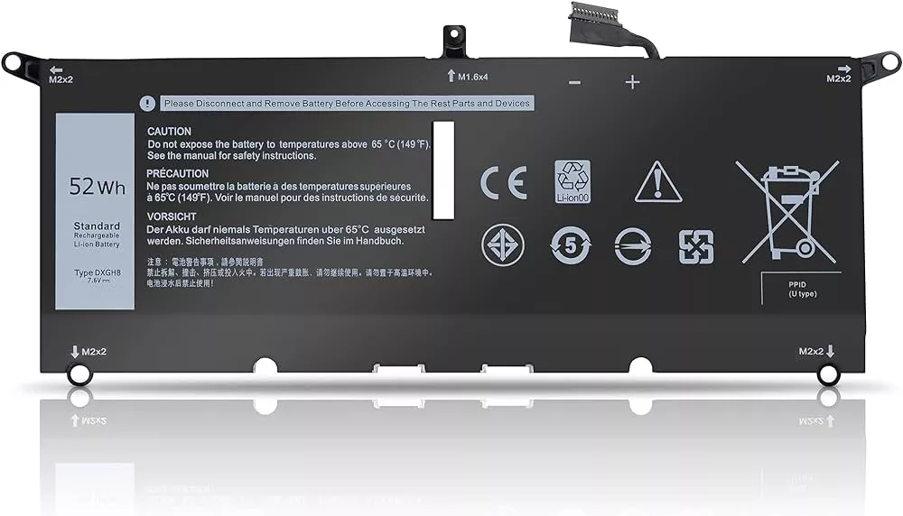 Dell XPS 13-9370, 13-9380, Latitude 3301, DXGH8, H754V, G8VCF Laptop Battery, 7.6V 6500mAh/52Wh Generic