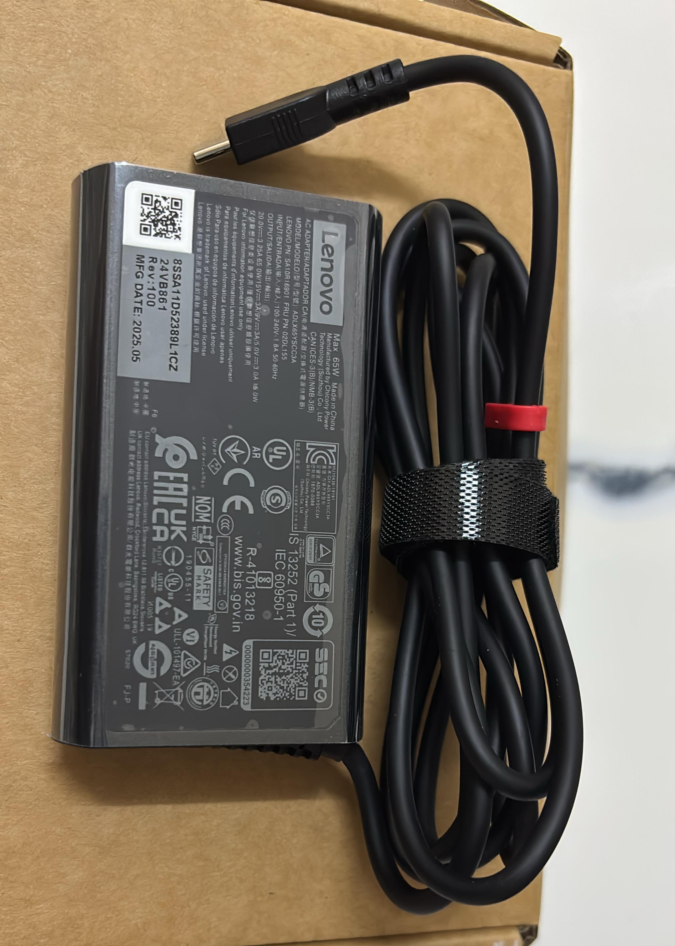 Lenovo P/N SA10R16901 is a Lenovo 65W USB-C AC power adapter. thumbnail