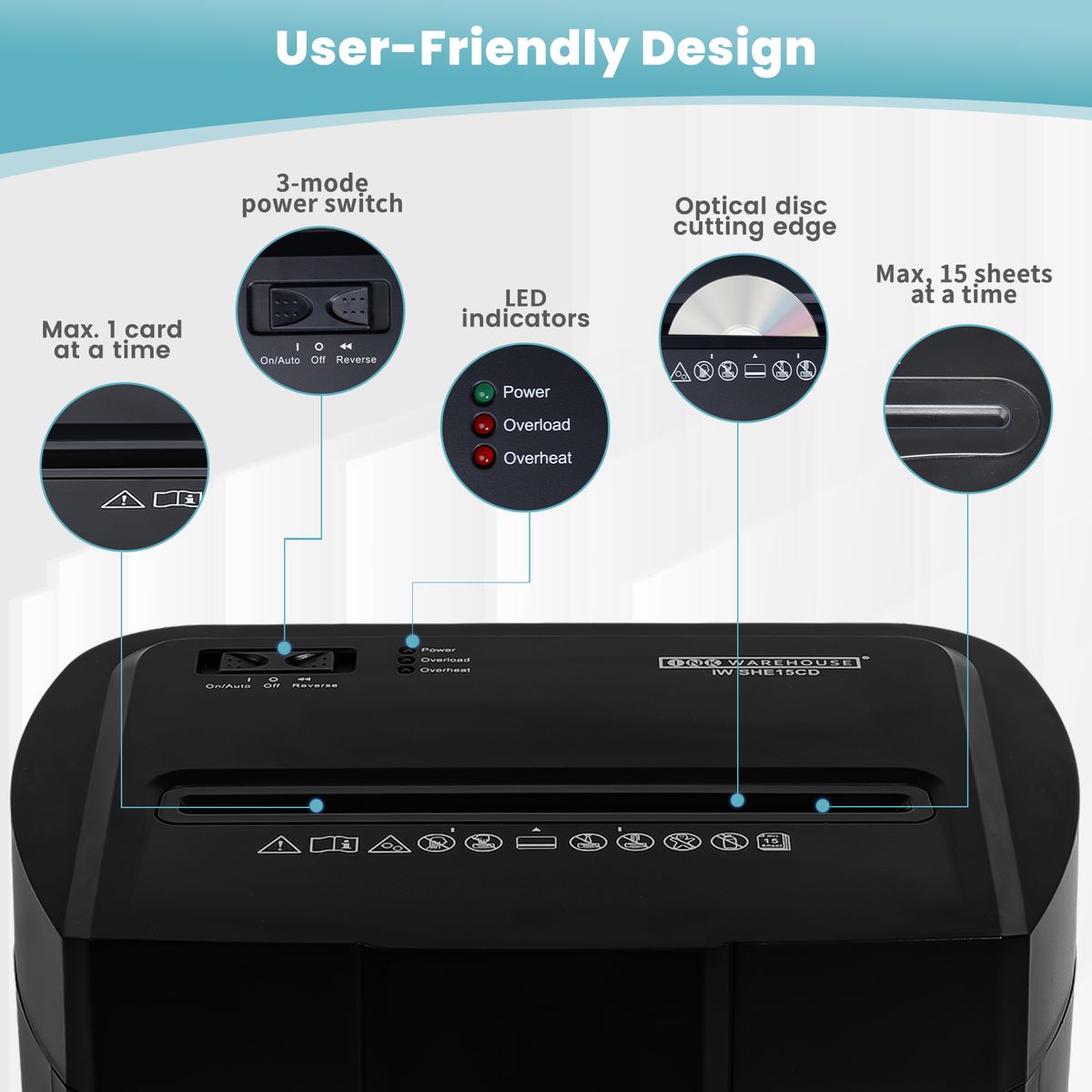 Shredder Machine 15 Sheets P4 Cross Cut for Home Office Shred Credit CardCD thumbnail