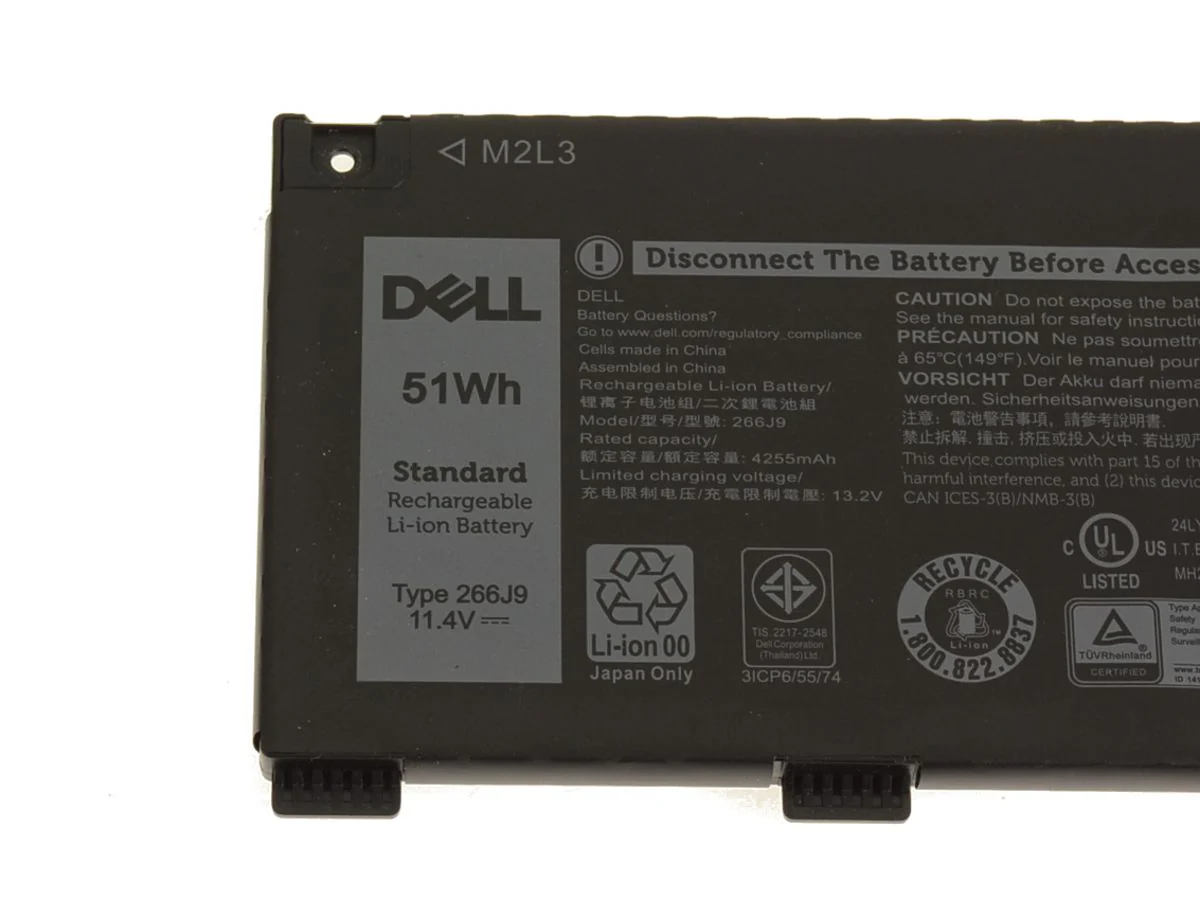 Dell Inspiron G3 15 3500 3590 3700 3790, G5 15 5500 5505, 266J9 Laptop Battery, 11.4V 4255mAh/51Wh thumbnail