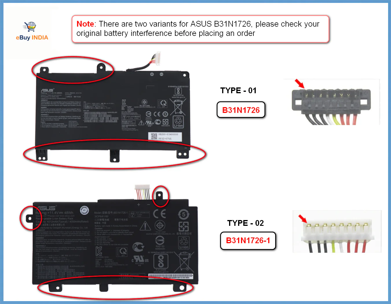 Asus FX80, FX80GD, FX86, FX86FM, FX86FE, FX504, FX505, B31N1726 Laptop Battery, 11.4V 4240mAh/48Wh Generic thumbnail