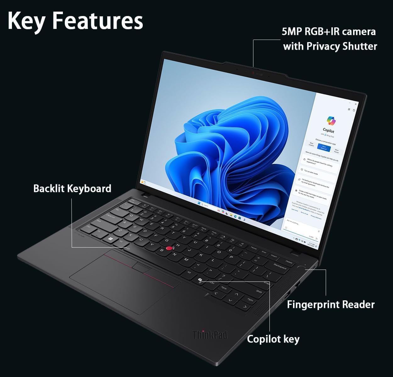Lenovo ThinkPad T14 Gen 6 Business Laptop 14" FHD+ IPS, Intel Ultra 7 255U, 16GB DDR5 RAM, 512GB SSD, 5MP Webcam, Fingerprint, Backlit, Wi-Fi 6E, 2 Thunderbolt 4, AI PC, W11P thumbnail