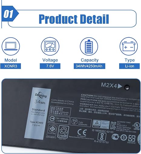 Dell Latitude 13 7370 Ultrabook Series 0XCNR3 WY7CG WV7CG 0WV7CG 7.6V 34Wh/4250mAh 4-Cells thumbnail