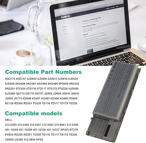 Dell Latitude D620 D630 D630C D630N D631 D640 PC764, JD634, 312-0383, 451-10298 thumbnail