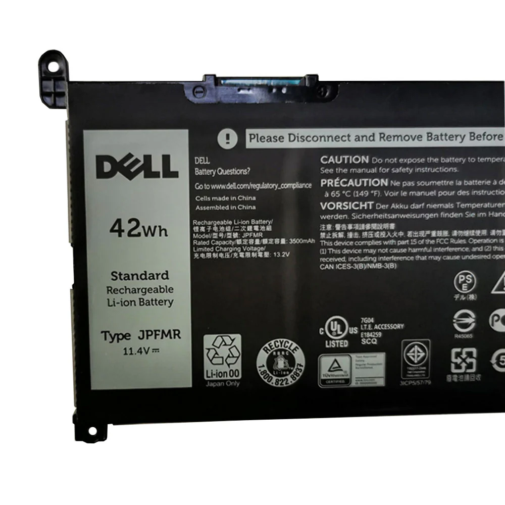 JPFMR laptop battery for Dell 3400 5488 5493 5593, 42Wh 11.4V thumbnail