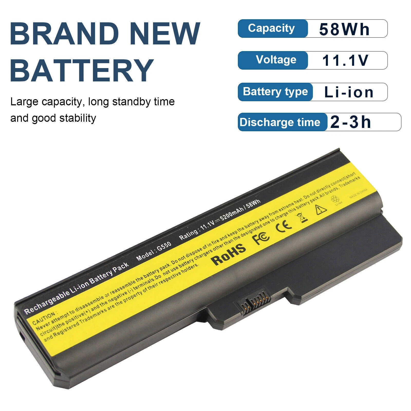 Lenovo G430, N500, G550, G430A, LO8N6Y02, 42T4729, 42T4730 Laptop Battery, 11.1V 4400mAh/49Wh thumbnail