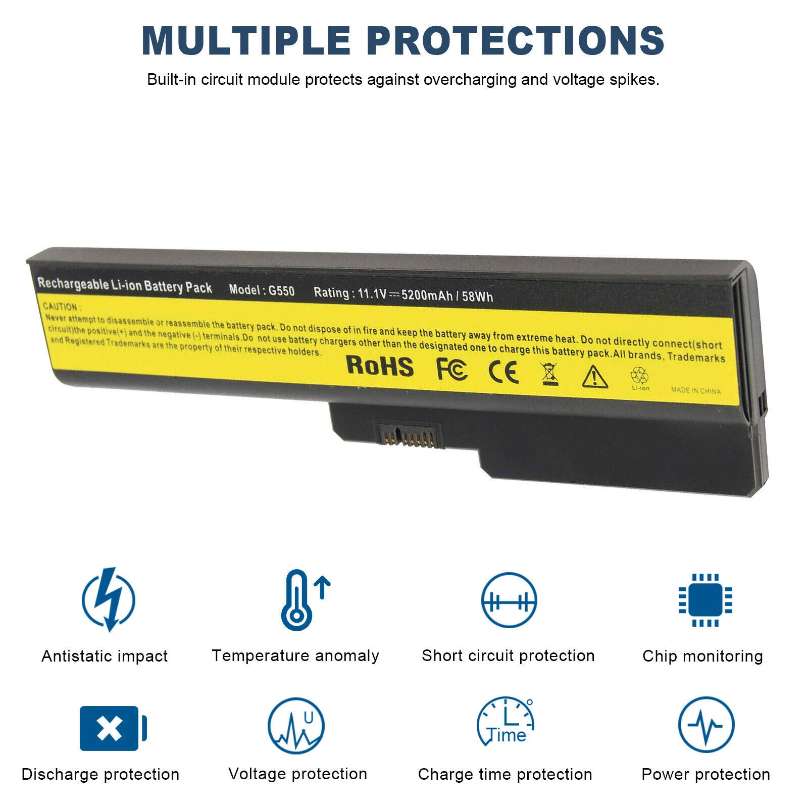 Lenovo G430, N500, G550, G430A, LO8N6Y02, 42T4729, 42T4730 Laptop Battery, 11.1V 4400mAh/49Wh thumbnail