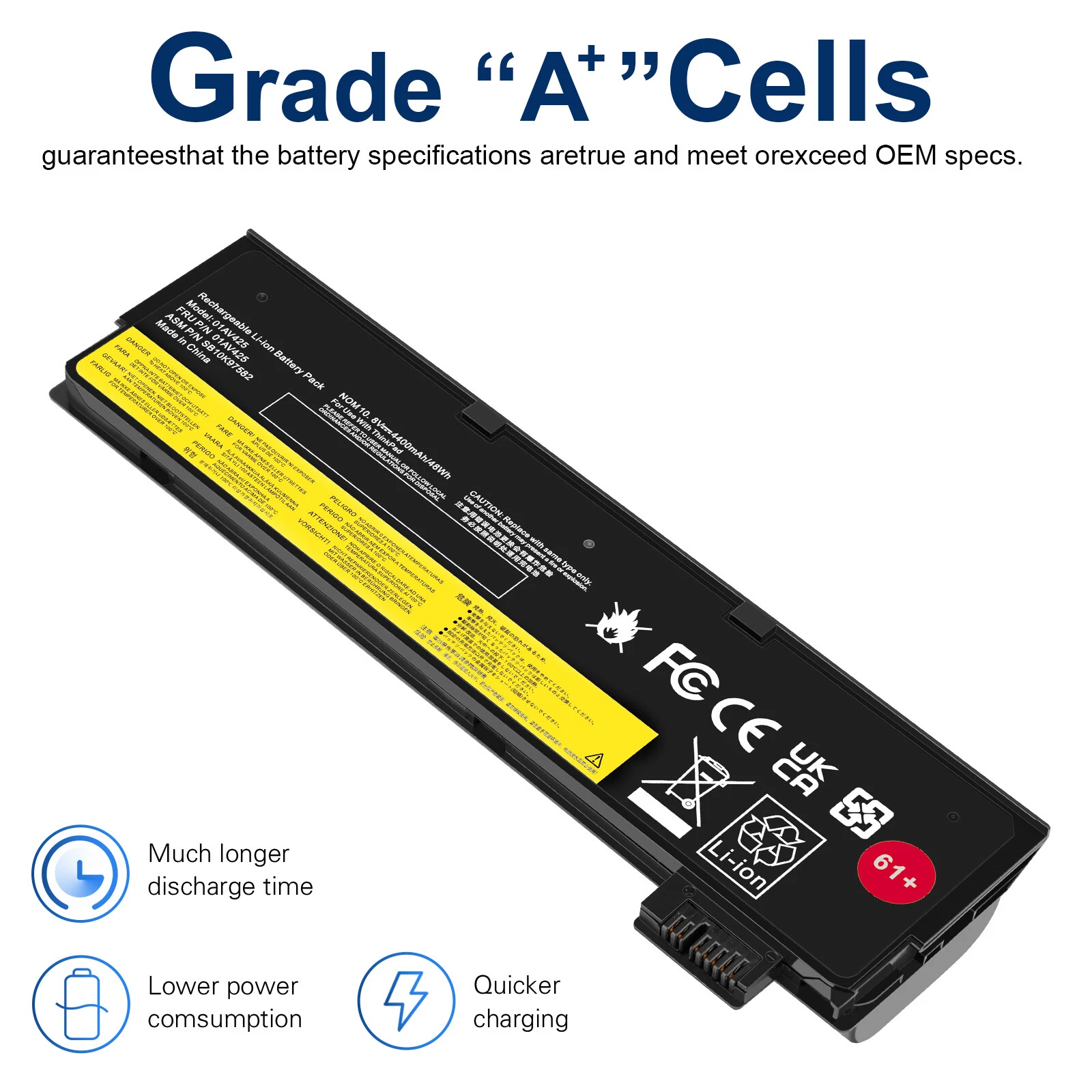 Lenovo ThinkPad P51S, T470, T570, 01AV422, 01AV423, 01AV424, 01AV427 Laptop Battery, 11.4V 2060mAh/24Wh thumbnail