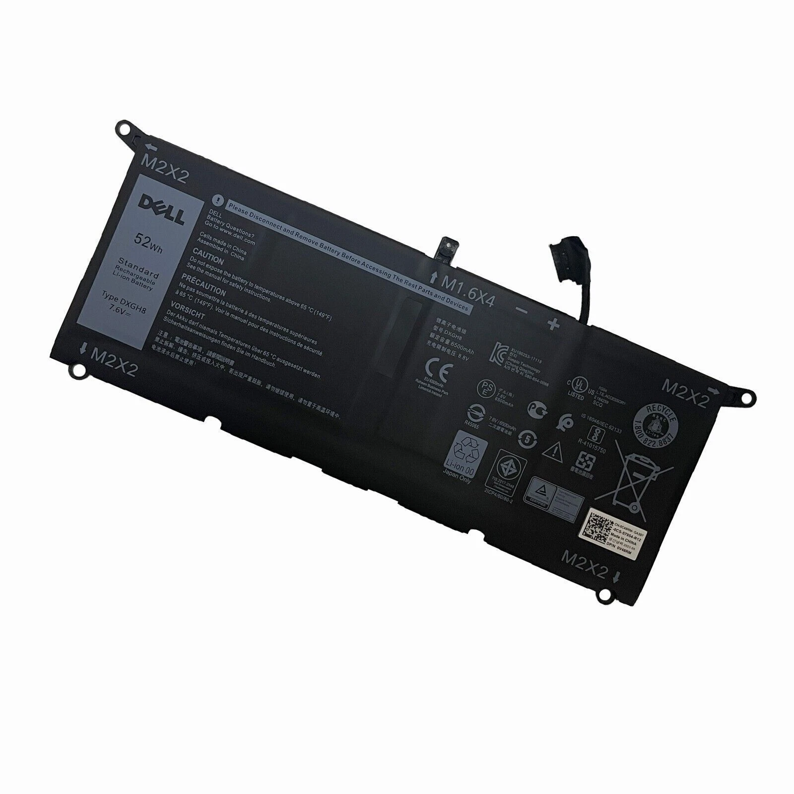52WH DXGH8 Battery For Dell XPS 13 9370 9380 G8VCF 0H754V V48RM thumbnail