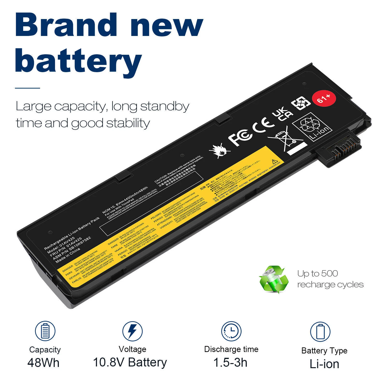 Lenovo ThinkPad P51S, T470, T570, 01AV422, 01AV423, 01AV424, 01AV427 Laptop Battery, 11.4V 2060mAh/24Wh thumbnail