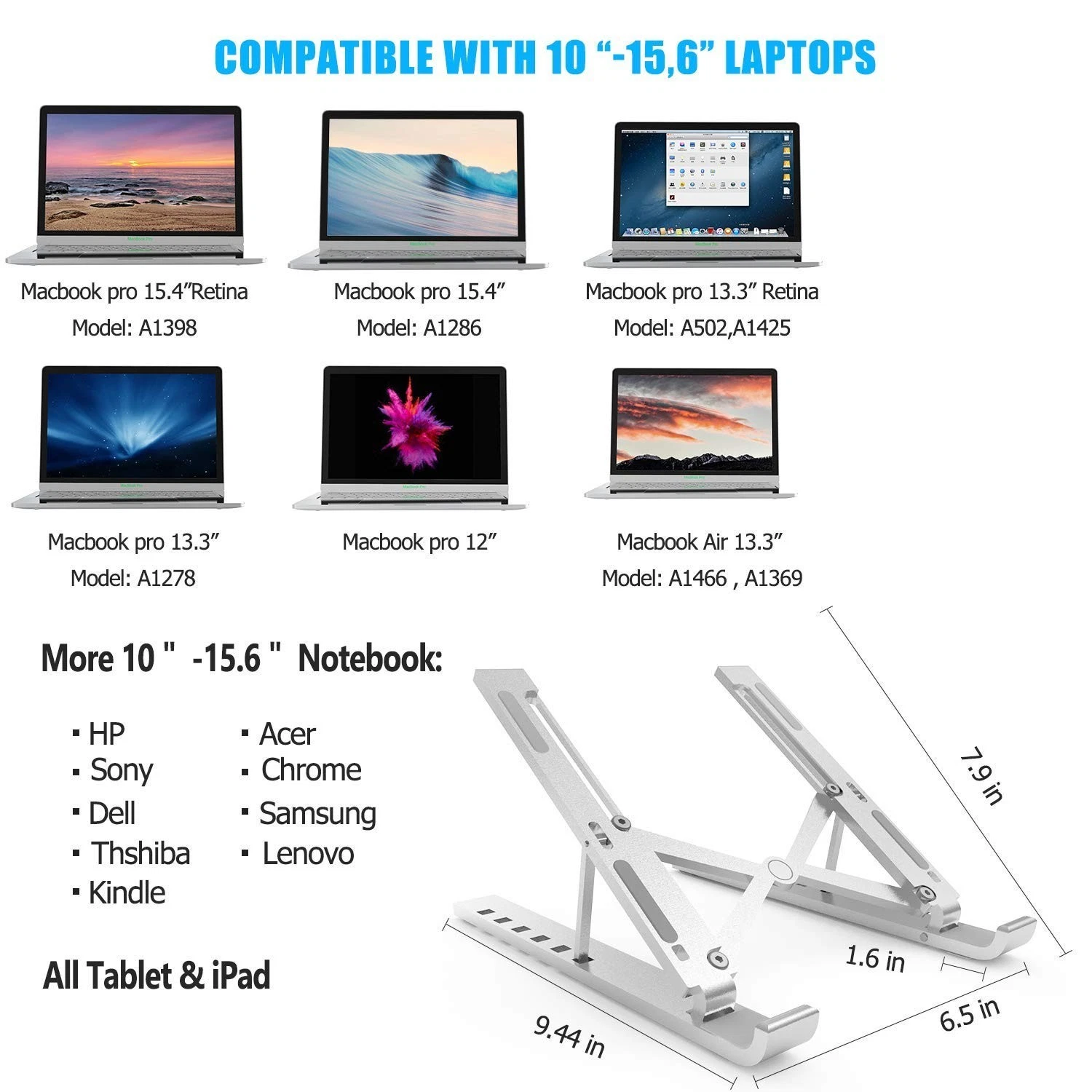 Portable Laptop Stand, Aluminum Adjustable Eye-Level Ergonomic thumbnail
