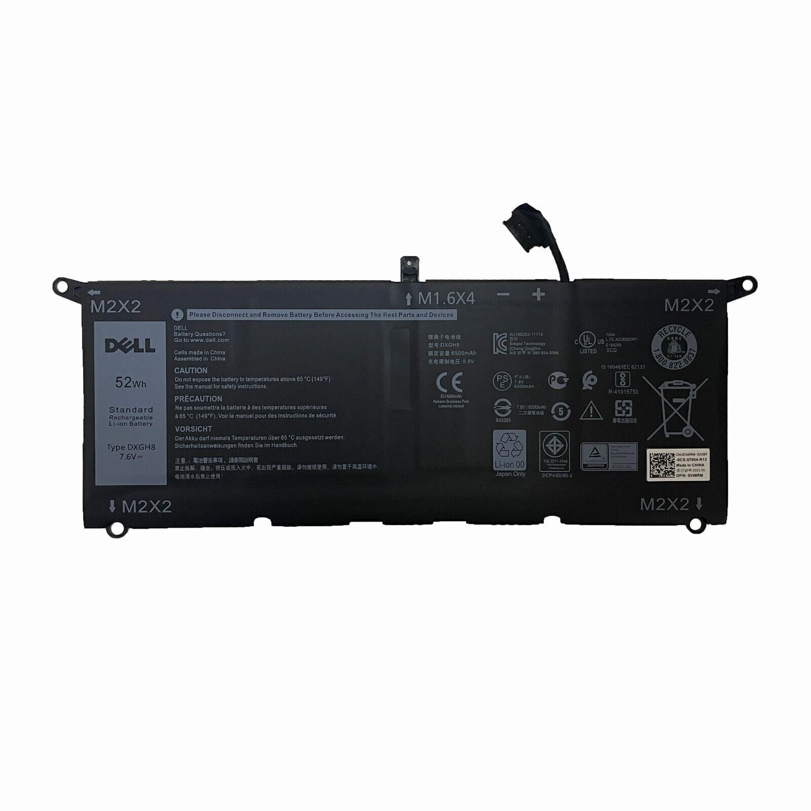 52WH DXGH8 Battery For Dell XPS 13 9370 9380 G8VCF 0H754V V48RM thumbnail