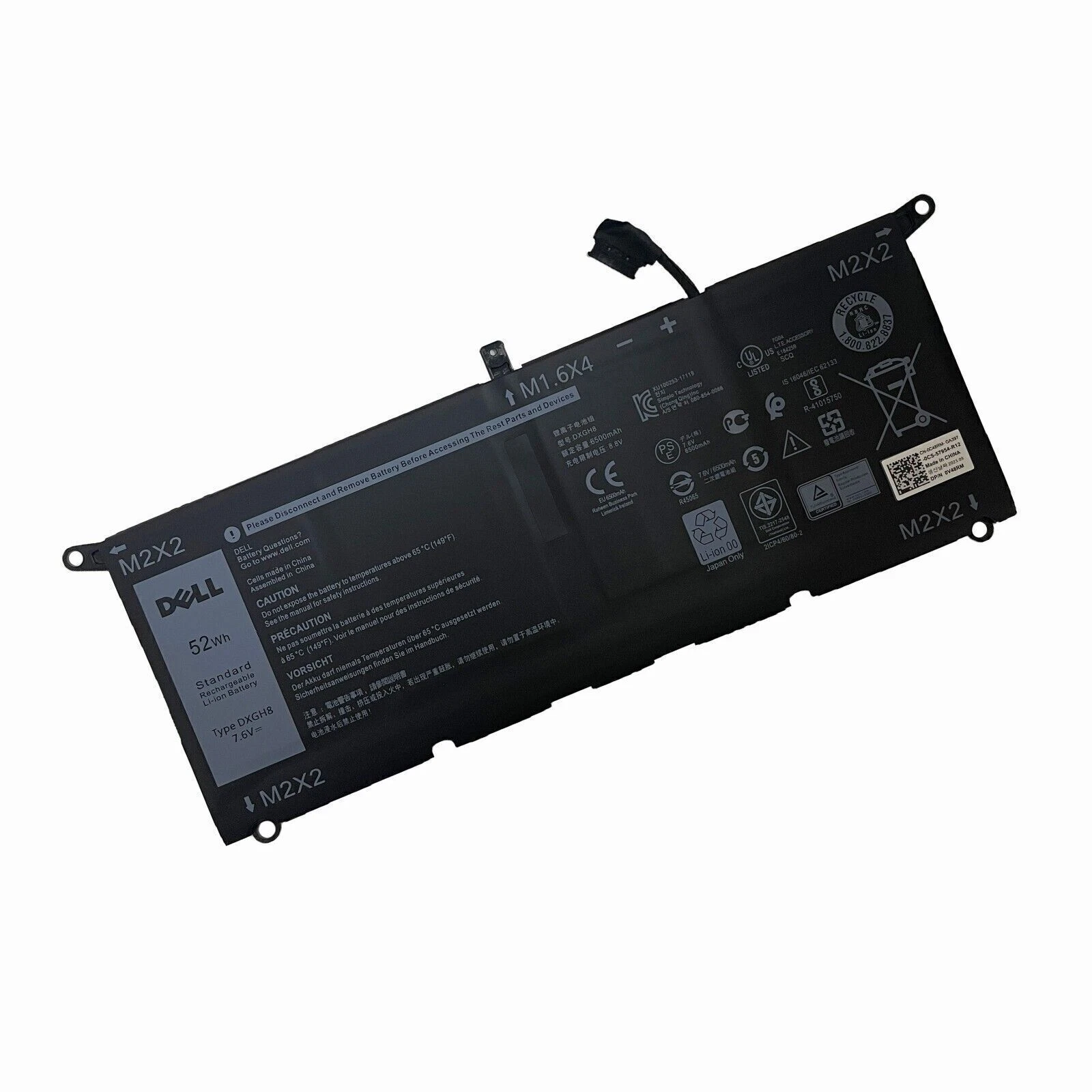 52WH DXGH8 Battery For Dell XPS 13 9370 9380 G8VCF 0H754V V48RM thumbnail