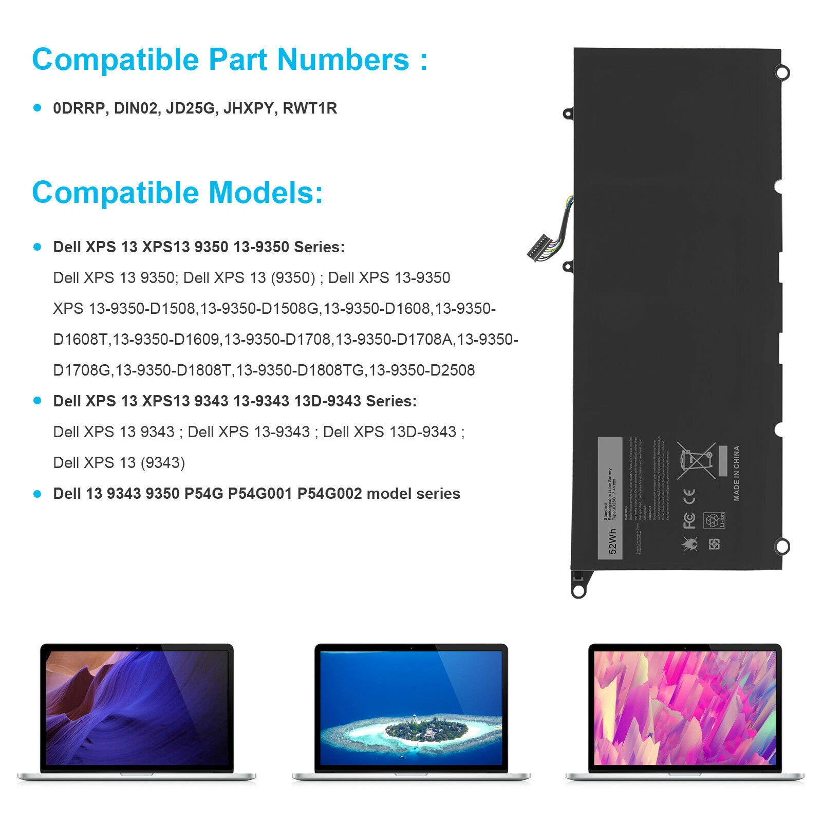 Dell XPS 13 9343-9350 XPS 13 9360 Series RNP72 PW23Y TP1GT JD25G thumbnail