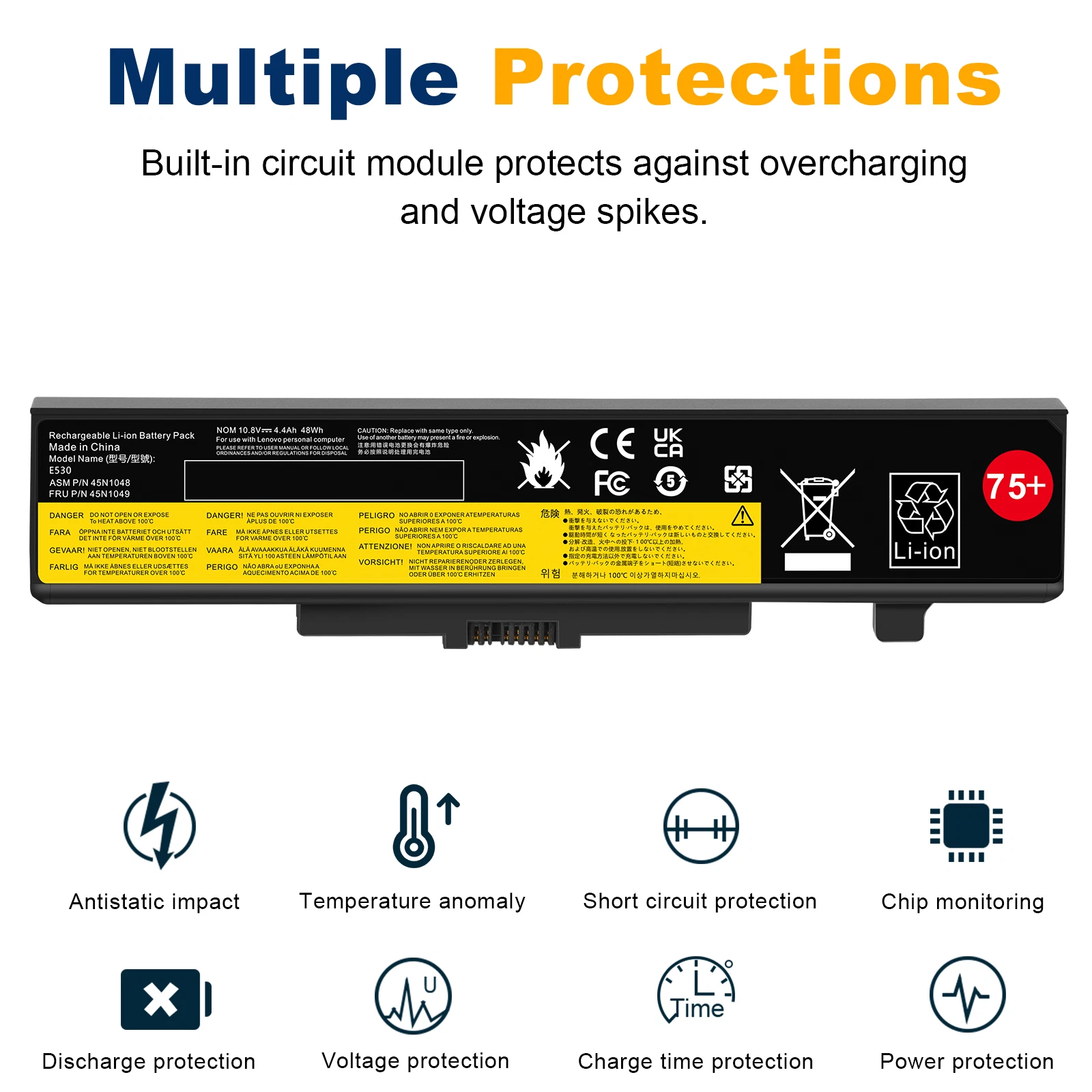 Lenovo Thinkpad E440, Edge E430, E430c, E431, 45N1042, 45N1043, L11N6Y01, L11P6R01 Laptop Battery, 11.1V 4400mAh/49Wh thumbnail