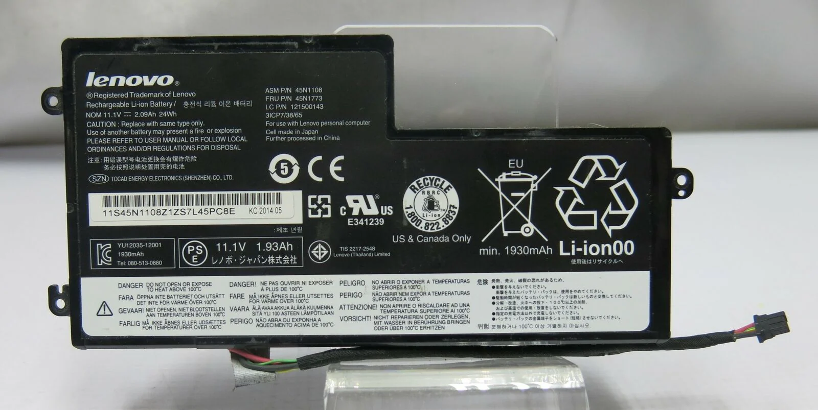 Lenovo S540, X230S, X240, S440, T440, 45N1108, 21500143 Laptop Battery, 11.1V 1930mAh/24Wh thumbnail