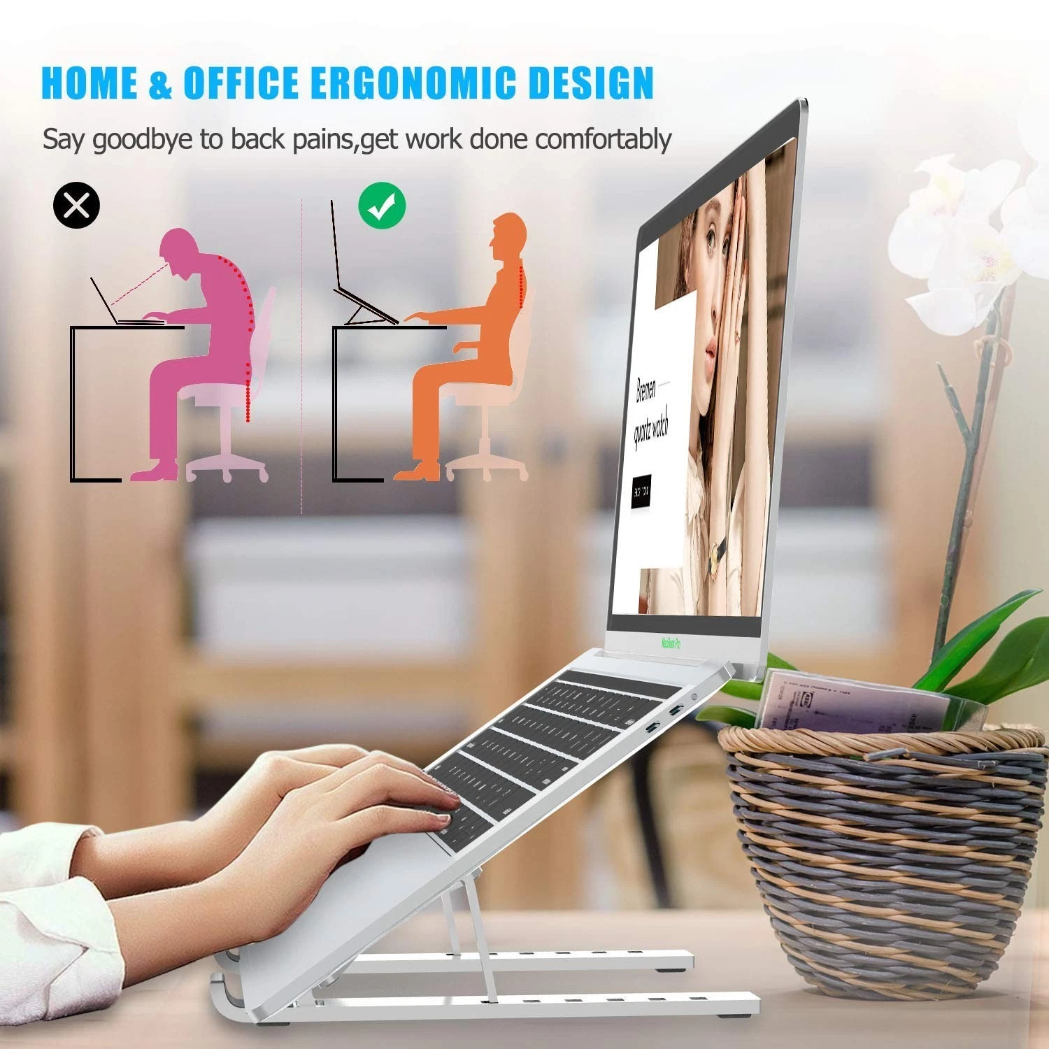 Portable Laptop Stand, Aluminum Adjustable Eye-Level Ergonomic thumbnail