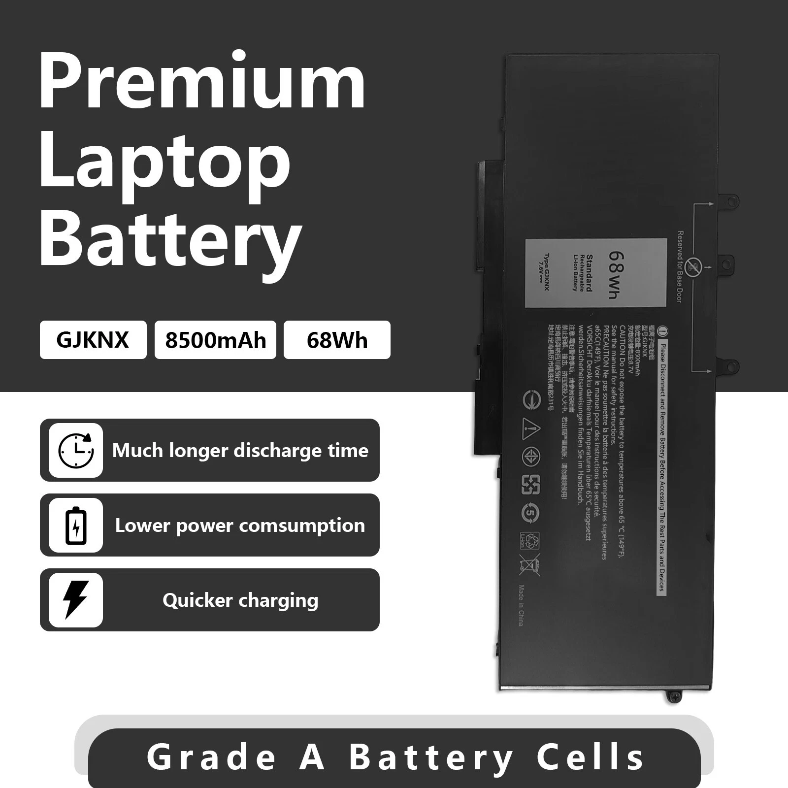 GJKNX Laptop Battery For Dell Latitude 5480 5580 5280 5490 5491 5580 5590 5591 thumbnail