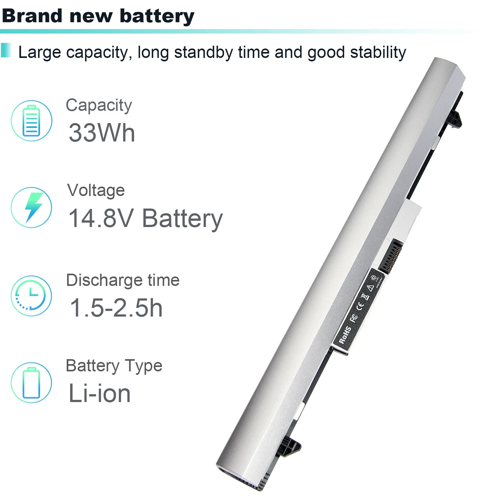 Hp Probook 430 Series, 430 G3, 440, 440 G3, RO04, RO06XL, R0O6XL, HSTNN-PB6P, HSTNN-LB7A Laptop Battery, 14.8V 2200mAh/33Wh thumbnail
