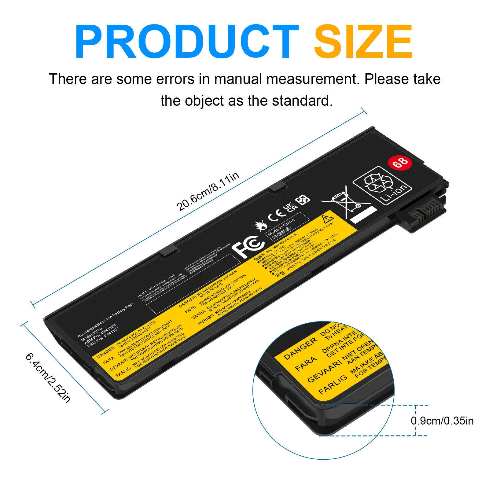 Lenovo X240, T440s, S440, 45N1126, 121500214 Laptop Battery, 10.8 V 4400mAh/28Wh thumbnail