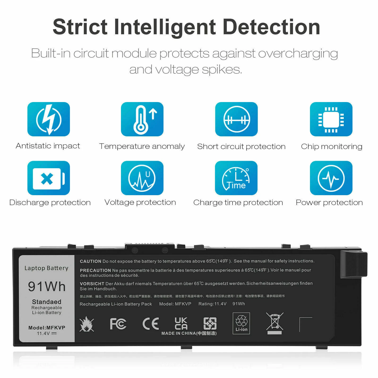 Dell Precision 15 7510, 7520, 17 7710, 7720, M7710, TO5W1, MFKVP, 1G9VM, M28DH, 0FNY7 Laptop Battery, 11.4V 91Wh thumbnail