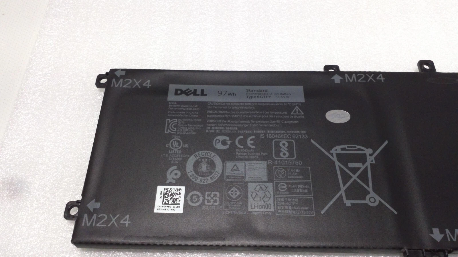 Dell Battery 6GTPY for Precision 5510 5520 XPS 15 9550 9560 9570 97Wh thumbnail