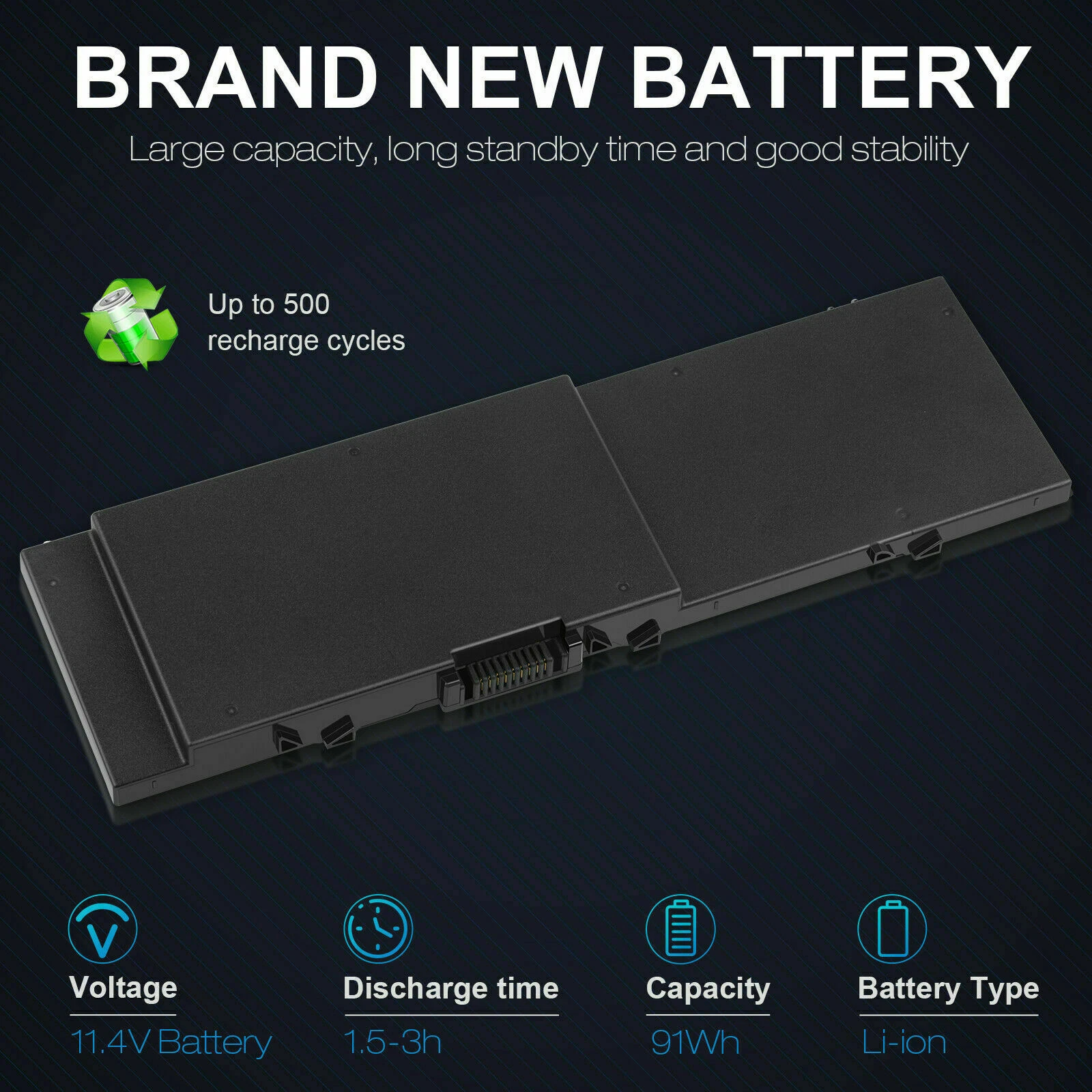 Dell Precision 15 7510, 7520, 17 7710, 7720, M7710, TO5W1, MFKVP, 1G9VM, M28DH, 0FNY7 Laptop Battery, 11.4V 91Wh thumbnail