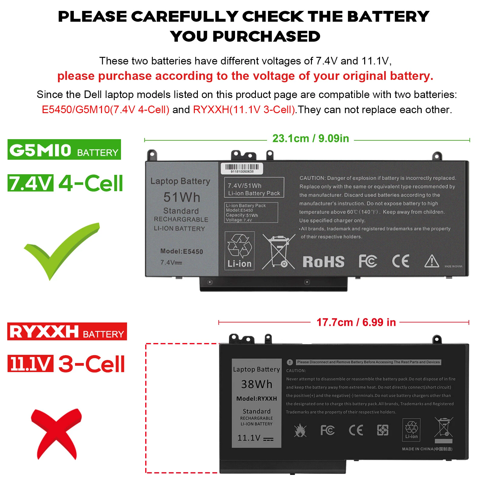 G5M10 Battery for Dell Latitude E5450 E5550 Notebook 15.6 Replace 8V5GX 0WYJC2 thumbnail
