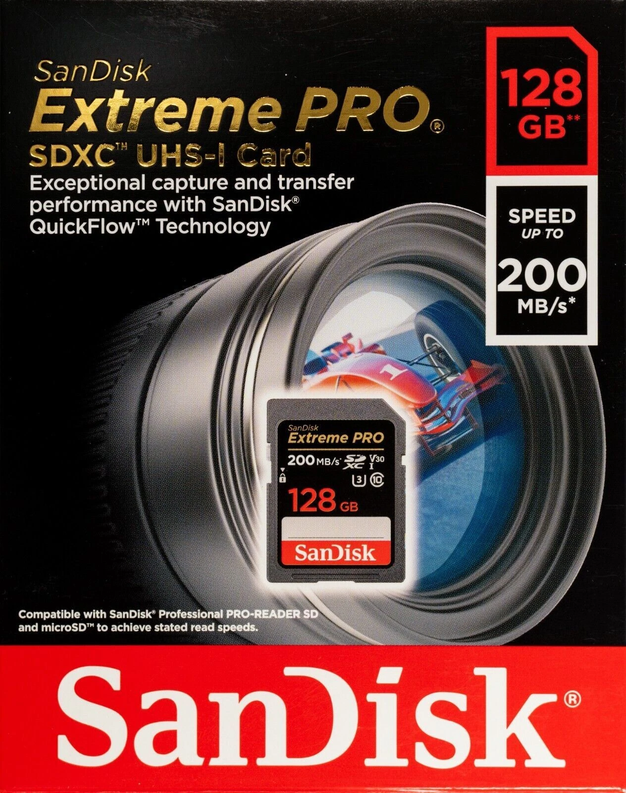 SanDisk Extreme PRO 128GB UHS-I U3 SDXC 200MB/s 4K Memory Card SDSDXXD-128GB