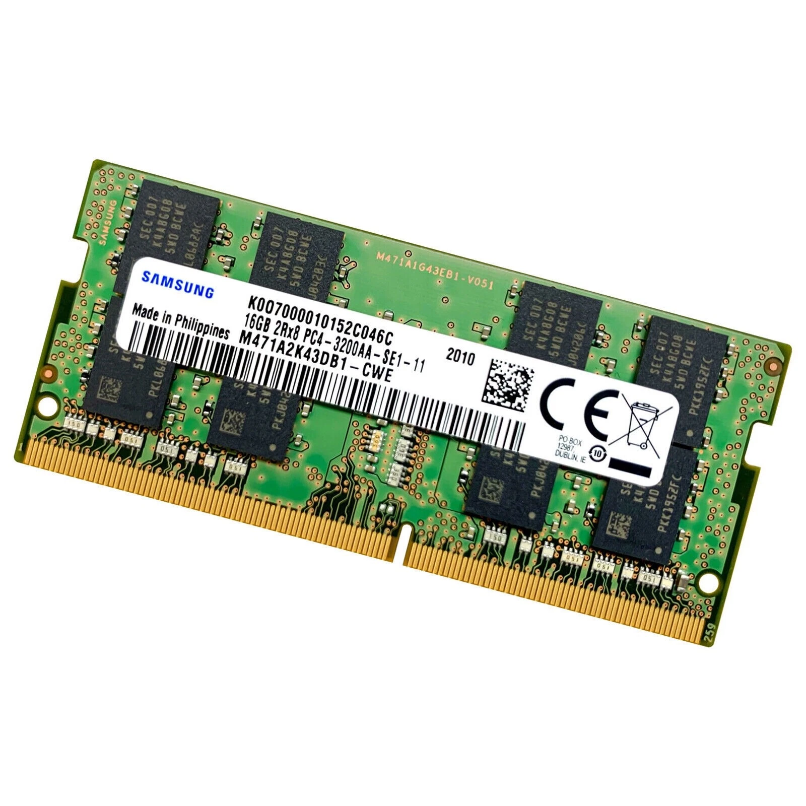 Samsung 16GB DDR4 3200 MHz PC4-25600 SODIMM Laptop Memory RAM (M471A2K43DB1-CWE)